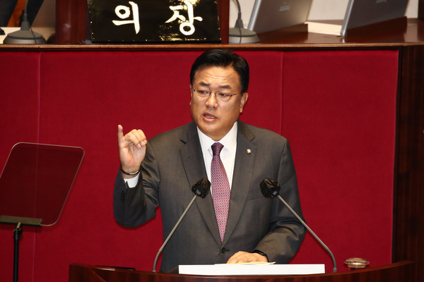 ▲ 교섭단체 대표연설하는 정진석 국민의힘 비상대책위원장. /뉴시스