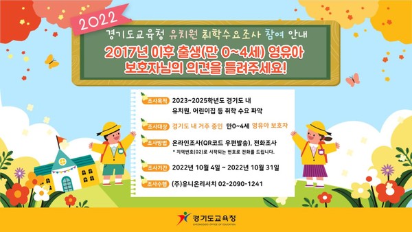 ▲ 경기도교육청 2022년 유치원 취학 수요조사 안내문.