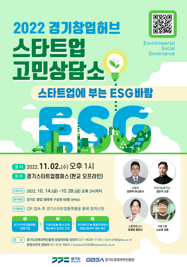 ▲ 경과원 경기창업허브 스타트업 고민상담소 포스터.