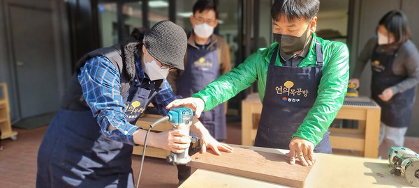 ▲ 양천구 목재교육전문가 양성과정 수업 사진.