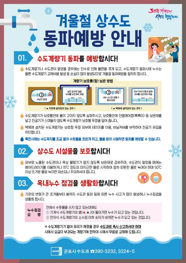 ▲ 군포 수도과 겨울철 상수도 동파예방 안내 전단지.