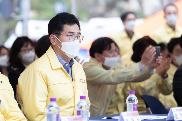 ▲ 2022년 재난대응 안전한국 현장훈련 참석한 이기재 양천구청장.