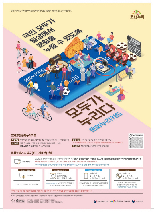 ▲ 동두천시는 소외계층의 문화혜택을 위한 통합문화이용권(문화누리카드)의 사용 기한이 12월 31일(토)까지라고 전하며 기한 내 카드 사용을 독려했다.