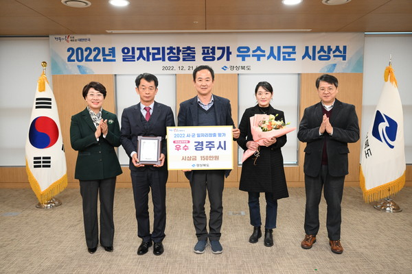 ▲ 경북도 주관 일자리창출 평가 우수상 수상 기념사진.