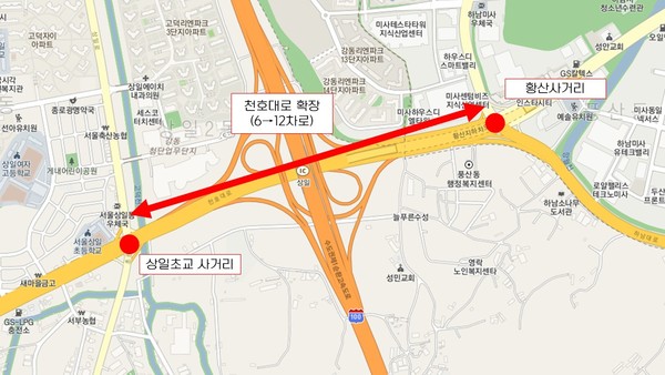 하남 황산_천호대로 12차로 전체 30일부터 확장 개통