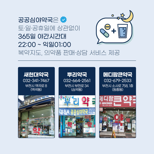 ▲ 2023년 부천시 공공심야약국 운영안내문.