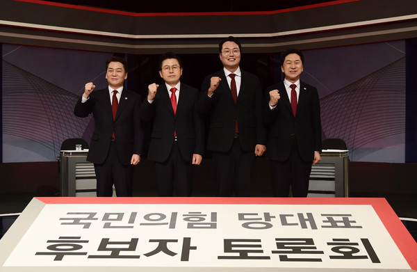 ▲ 왼쪽부터 안철수, 황교안, 천하람, 김기현 후보. /뉴시스