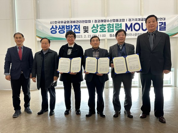 ▲ 경기국제공항추진시민연대, 3개단체 MOU 체결 후 기념사진 촬영.