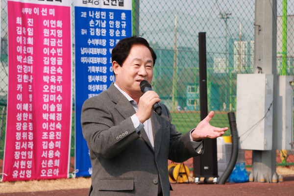 ▲ 주광덕 남양주시장, 축구협회 시무식 및 안전 기원제 참석 모습.