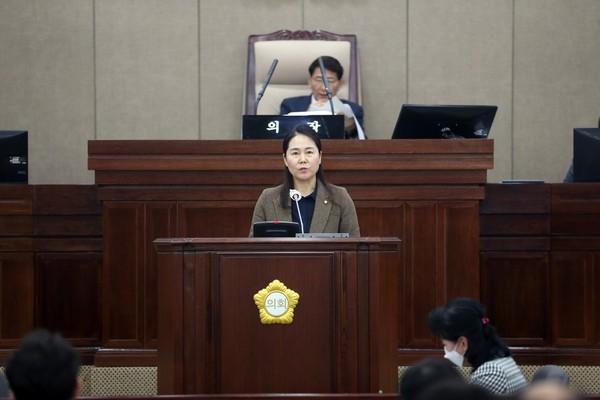 ▲ 5분 자유발언하는 국미순 의원.