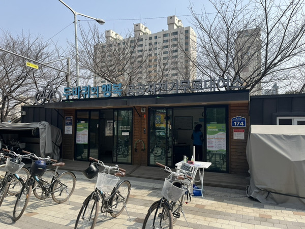 ▲ 평택시 공공자전거 무료 대여소 모습.
