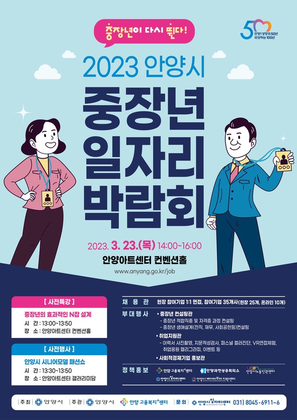 ▲ 안양시 3월 23일 중장년 일자리 박람회 포스터.