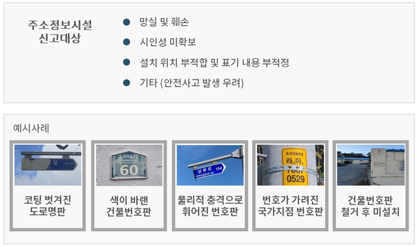 ▲ 군포시 주소정보시설 신고대상 안내.