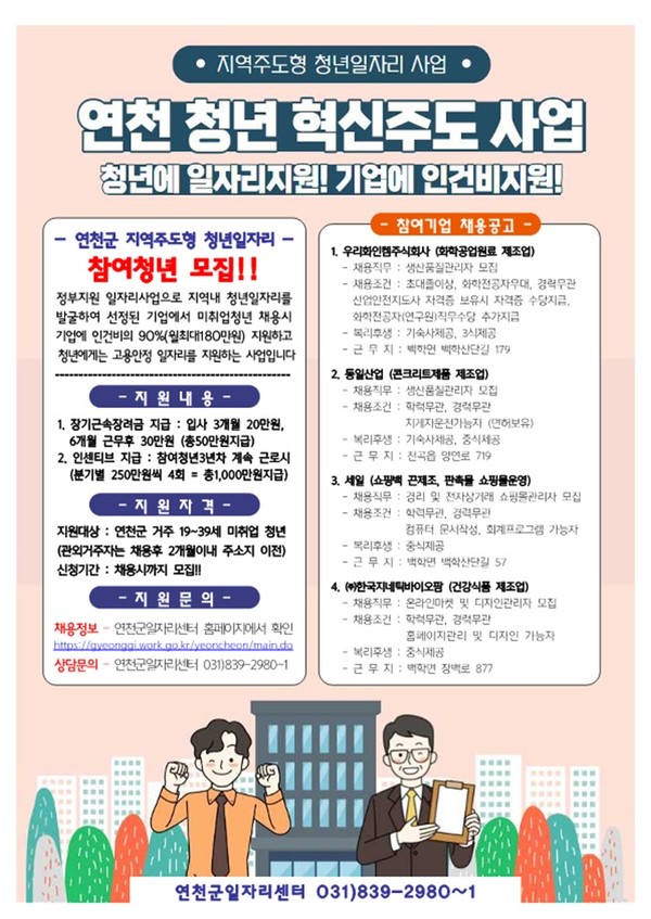 ▲ 연천군 지역주도형 청년일자리사업 추진 참여청년 모집 포스터.