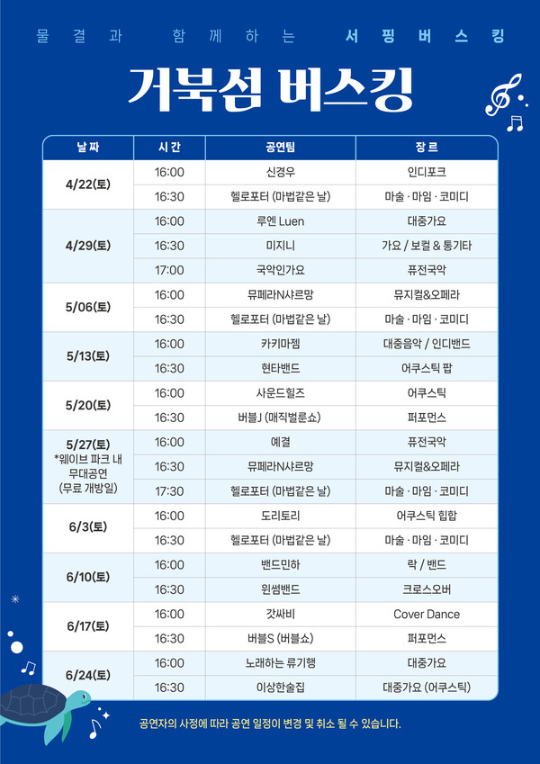 ▲ 거북섬 버스킹 안내 포스터.