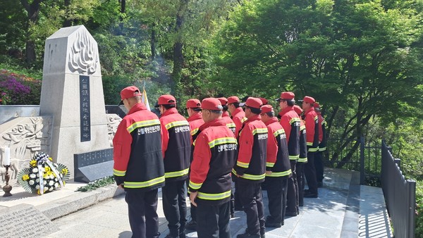 ▲ 동두천시 산불진화 순직자 추도식 개최 모습.