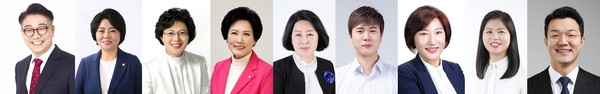 ▲ 사진 왼쪽부터 이대구 김진숙 박은경 이진분 황은화 설호영 현옥순 박은정 최진호 의원.