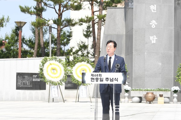 ▲ 현충일 추념식에 참석한 정명근 화성시장.