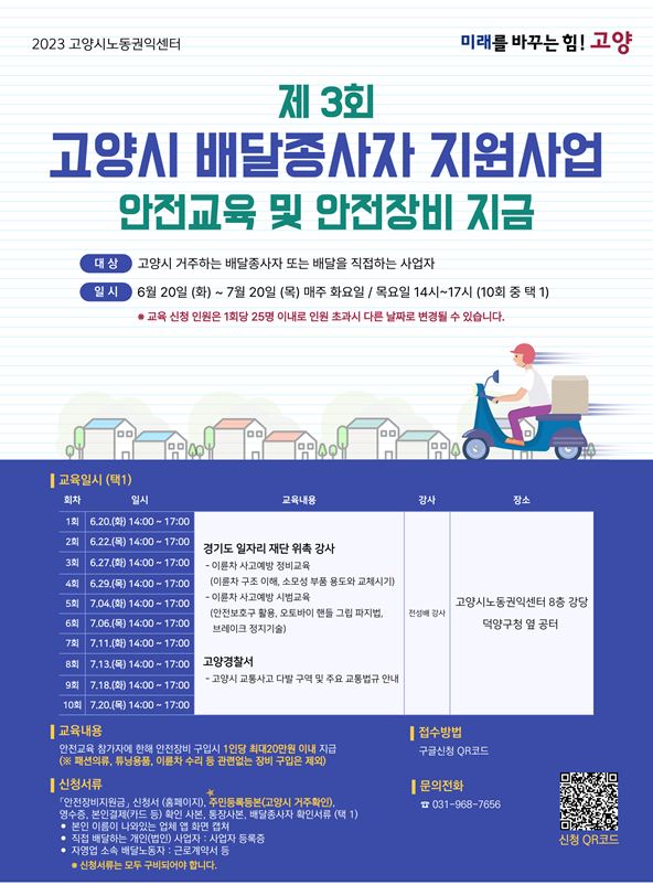 ▲ 고양시 배달종사자 안전 장비 지원 안내물.