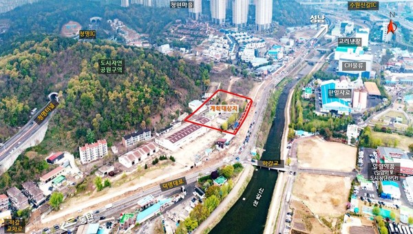 용인특례시 기흥구 하갈동에 신설이 예정된 중학교 부지의 모습