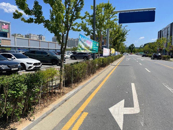 ▲ 이천시 마장면 중앙로길 띠녹지 가로숲길 모습.