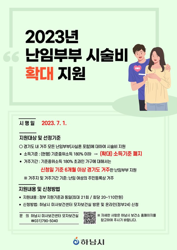 ▲ 하남시 난임부부 시술비 확대 지원 안내물.