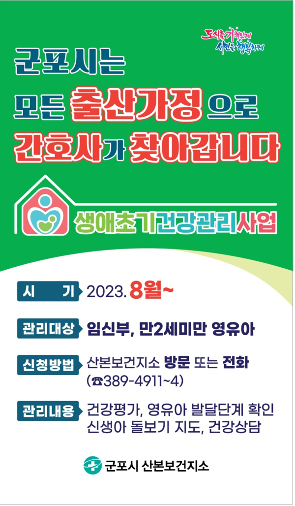 ▲ 군포시 출산가정 방문 서비스 안내물.