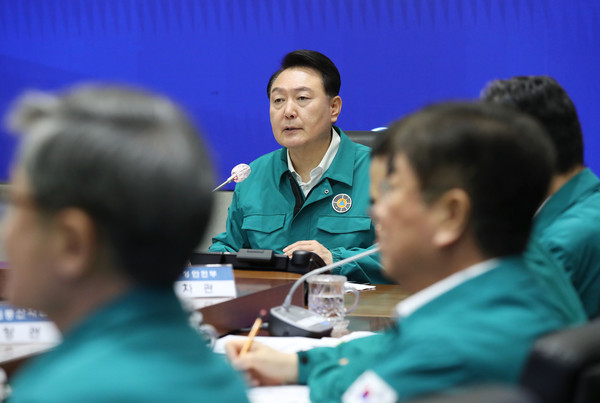 ▲ 집중호우 대처 중대본 회의 주재하는 윤 대통령. /뉴시스