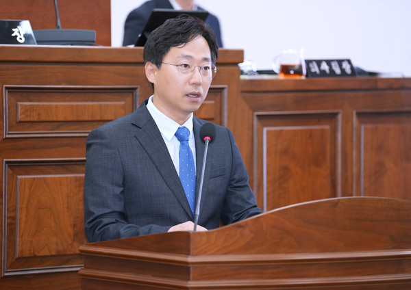 ▲ 5분 자유발언 진행하는 오승철 의원.