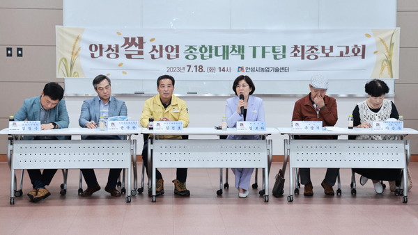 ▲ 김보라 안성시장이 안성쌀산업 종합대책 TF팀 최종보고회를 주재하고 있다.