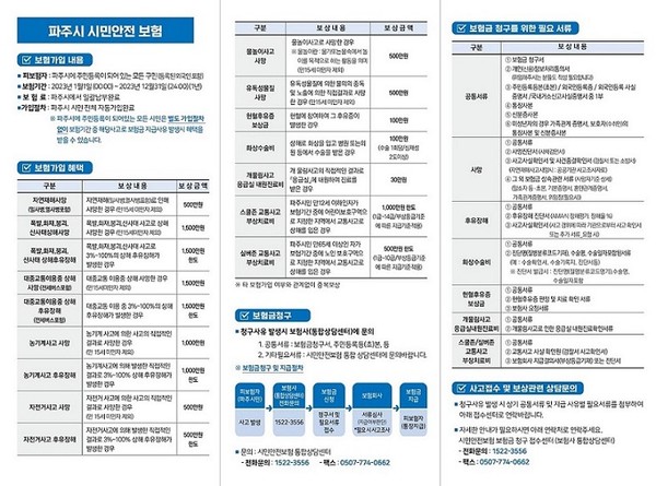 ▲ 파주시 시민안전 보험 안내물.
