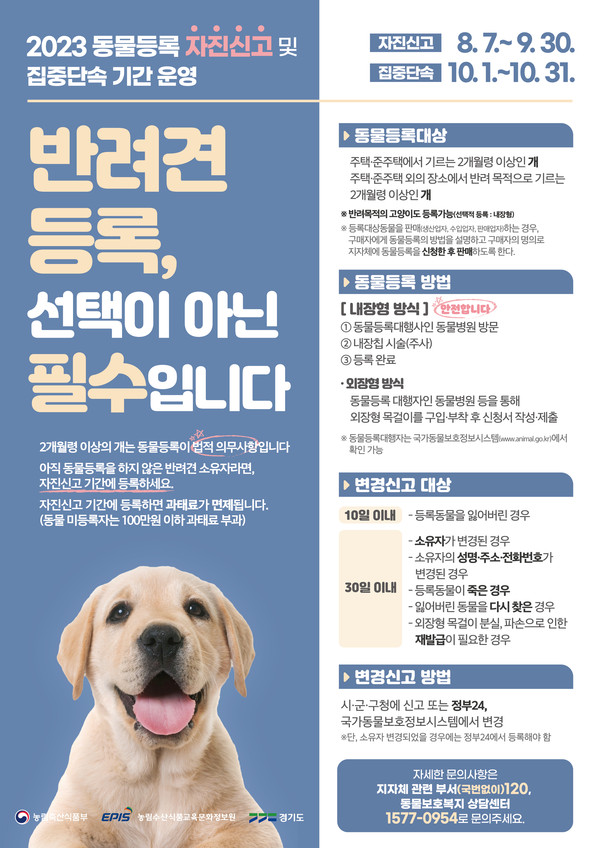 ▲ 동물등록 자신신고 운영 포스터.