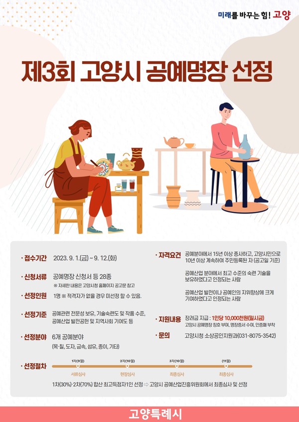 ▲ 고양특례시 제3회 고양시 공예명장 선발 대회 안내물.