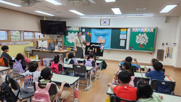 ▲ 하남시 찾아가는 감염병예방 체험교육 진행 모습.