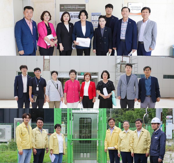 ▲ 안산시의회 3개 상임위원회가 4일 제284회 임시회 중 현장활동을 실시했다. 사진 위부터 차례대로 기획행정위원회와 문화복지위원회, 도시환경위원회의 모습.