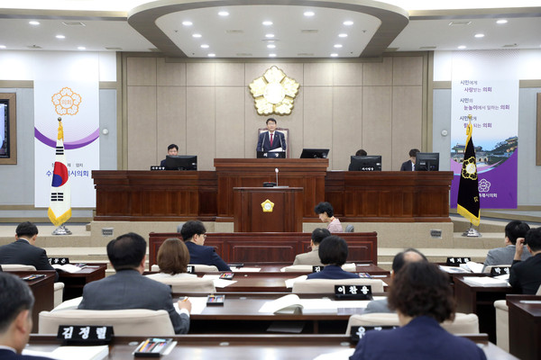▲ 제377회 임시회 페회 모습.