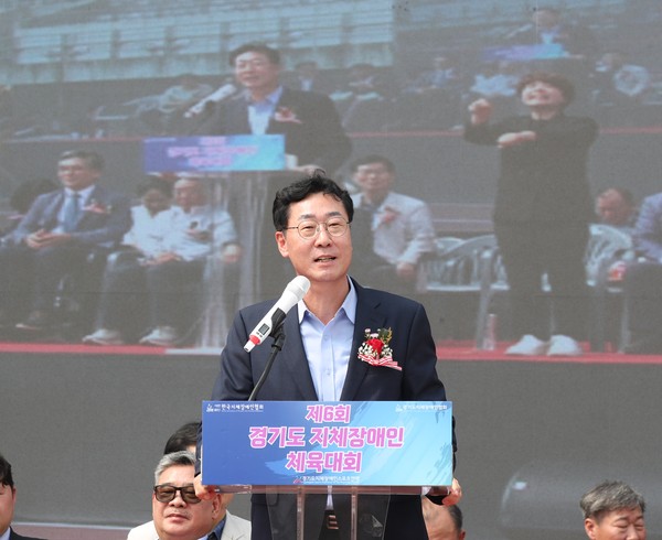 ▲ 경기도지체장애인체육대회에 참석한 정명근 화성시장.