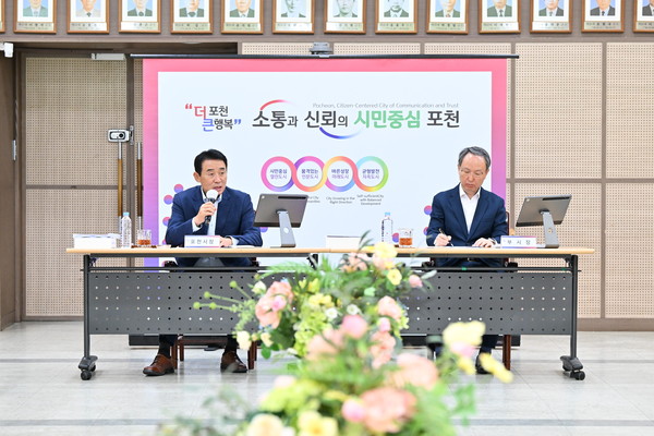 ▲ 백영현 포천시장이 2024년도 주요업무계획 보고회를 주재하고 있다.