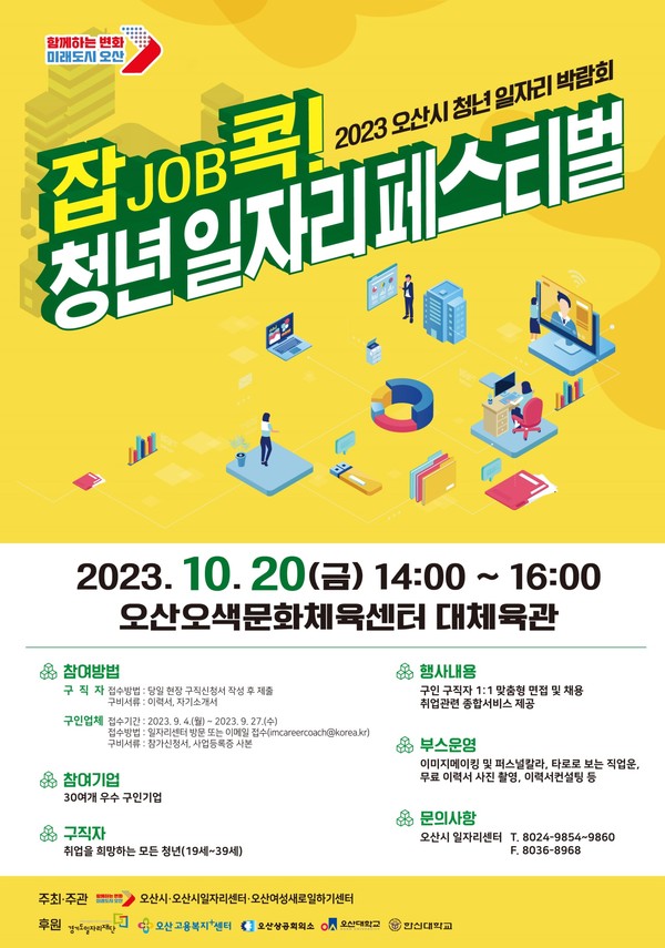 ▲ 오산시 청년 일자리 박람회 잡job콕! 청년 일자리 페스티벌 포스터.