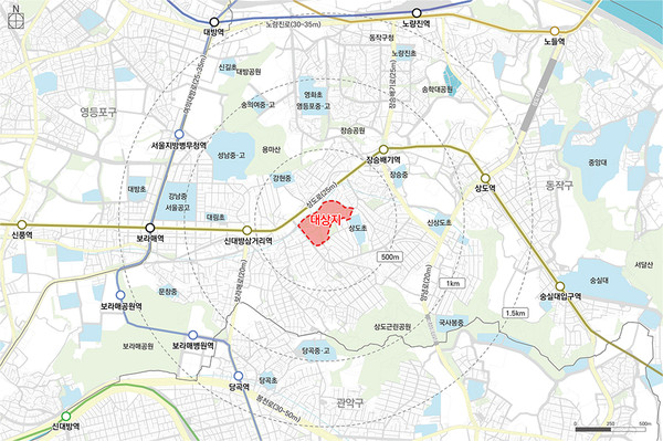 ▲ 상도동 242번지 모아타운 대상지 위치도.