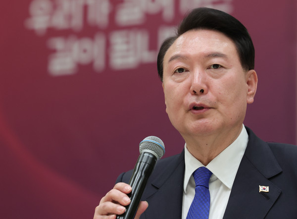 ▲ ‘국민통합위원회 만찬’ 발언하는 윤 대통령. /뉴시스