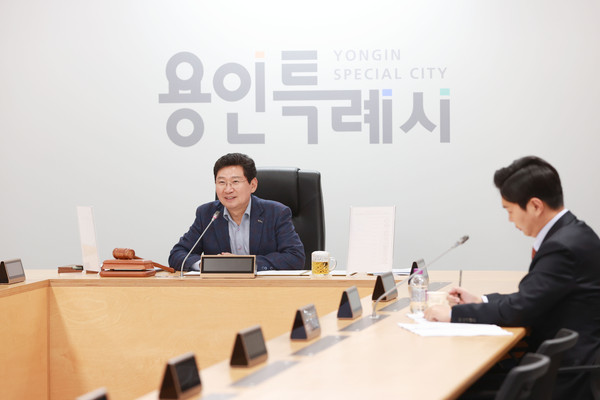▲ 이상일 전국대도시시장협의회장이 제3차 정기회의에서 인사말을 하고 있다.