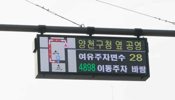 ▲ 양천구, 학원가에 조성된 ‘스마트 주정차 관리 솔루션’ 전광판.