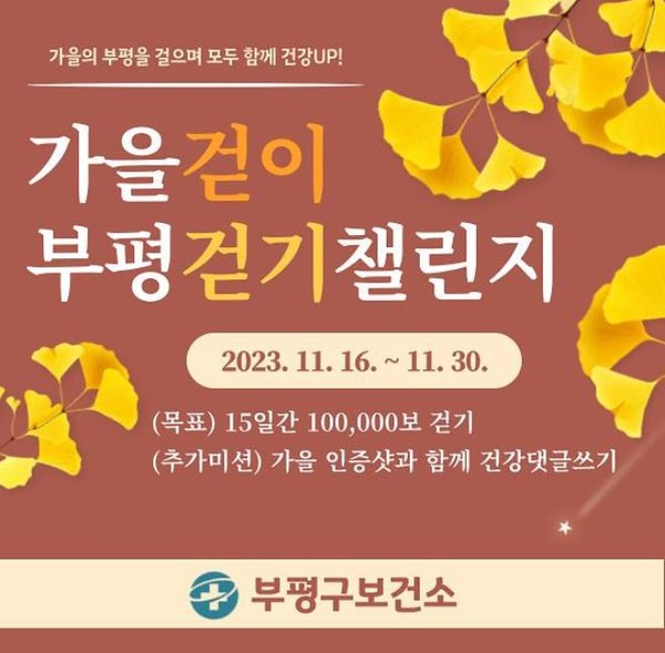 ▲ 부평구 보건소 가을걷이 부평걷기 챌린지 안내물.