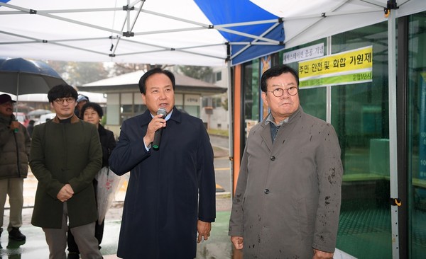 ▲ 이권재 오산시장이 새싹스테이션 5호 개소식에서 인사말을 하고 있다.