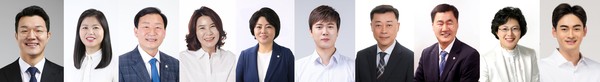 ▲ 이번 회기에 조례안을 발의한 최진호 박은정 박태순 김유숙 김진숙 설호영 김재국 유재수 박은경 선현우 의원