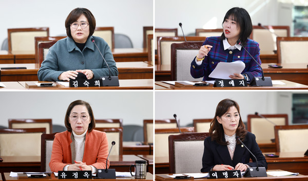 ▲ 김숙희-정예지-유정옥-여명자 의원.