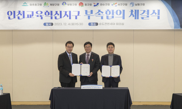 ▲ 인천 중구 2024 교육혁신지구 부속합의 체결 모습.