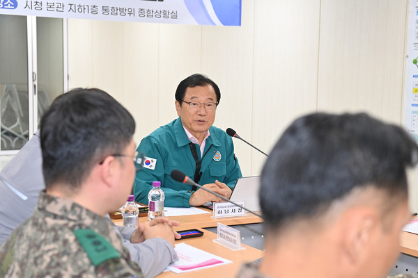 ▲ 이현재 하남시장이 4분기 통합방위협의회 정기회의에서 발언을 하고 있다.