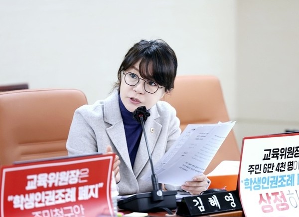 ▲ 김혜영 의원 질의 모습.